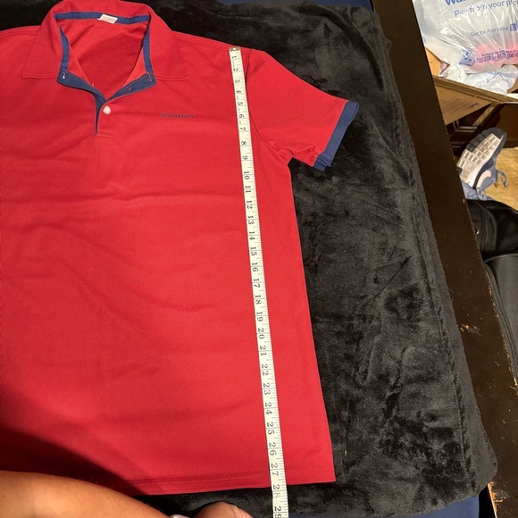 Ariat-Burgundy Men’s Polo Shirt with Blue Accents SZ XL - Picture 3 of 7